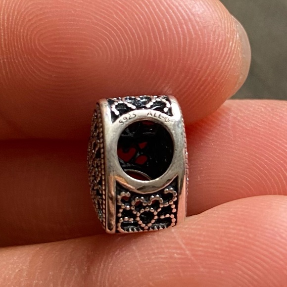 Retired Rare Pandora Filigree & Beaded Heart Charm EUC - Picture 6 of 11